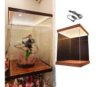 Teca Plexiglass Vetrina Luminosa Alta con Base in Legno, Scatole Espositive in Plastica Antipolvere Action Figure, Scatola Decorativa Scrivania Trasparente Impermeabile(50x50xH60cm/20x20x24in)