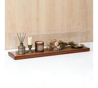 Teca Plexiglass Vetrina Lunga in Acrilico per Candele Profumate/Fiori Secchi, Grandi Contenitori Trasparenti con Base in Legno, Scatola Decorativa Scrivania Antipolvere(40x40xH25cm/16x16x10in)