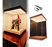 Teca Plexiglass Vetrina Trasparente Alta 30 35 40 45 50 Cm, Contenitore Organizer Plastica Impilabile Illuminazione, Contenitori Portaoggetti Antipolvere Personalizzabili(25x25xH50cm/10x10x20in)