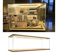Teca Plexiglass Vetrina Trasparente Illuminata per Miniature, Teche in Acrilico Antipolvere Lunghe 50 55 60 cm, Grandi Contenitori Impilabili Oggetti Collezione(50x40xH40cm/20x16x16in)