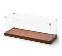 teca plexiglass Vetrinetta Espositiva Trasparente Acrilicoper Modelli, Espositore Impilabile con Base Legno, Contenitore Rettangolare Allungato Plastica(20x20x20cm/8x8x8in)