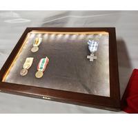 Teca vetrina espositore con luce LED in legno per collezionismo espositore pe...