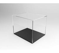 Teca Vetrinetta in plexiglass trasparente per modellini cm 35x25X H35 spessore 4mm (Con base nero lucido)