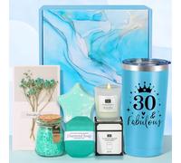 Tecanne Regalo per il 30° compleanno da donna, confezione unica blu per la cura di sé rilassante, set da bagno spa per lei, regalo di compleanno per mamma, migliori amici, sorelle, besties
