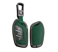 TECART Custodia intelligente per chiave auto, adatta per MG 4 EV MG EHS EZS EV GT HS ZS ZX MG4 MG5 MG6 per Roewe RX3 RX5 Custodia in pelle Custodia per chiavi accessori chiave A 3 tasti, nero/verde,