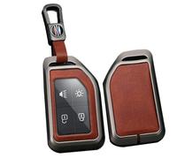 TECART Custodia intelligente per chiave auto, adatta per Volvo CARGO 555 FH16 FM FH EVRO Truck modello in pelle portatile cover portachiavi accessori chiave A 4 tasti, nero marrone, 4-Taste