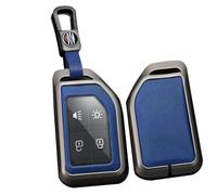 TECART Custodia intelligente per chiave auto, adatta per Volvo CARGO 555 FH16 FM FH EVRO Truck modello in pelle portatile cover portachiavi accessori chiave A 4 tasti, nero/blu, 4-Taste