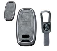 TECART Custodia intelligente per chiave auto per Audi A1 A3 A4 A5 A6 C7 A8 Q5 Q7 SQ5 SQ7 S4 S5 S6 S8 R8 TT TTS TTRS Telecomando Custodia portachiavi in pelle Grigio