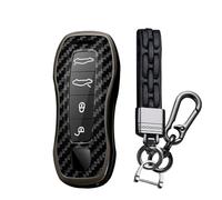TECART Custodia per chiave auto, adatta per Porsche 911 958 971 996 997 987 GT3 9YA Macan Boxster Carrera Taycan Panamera Cayman Cayenne PVC Portachiavi Keyless Go Protezione 4 tasti in fibra di