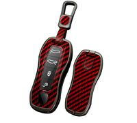 TECART Custodia per chiave auto, adatta per Porsche 911 958 971 996 997 987 GT3 9YA Macan Boxster Carrera Taycan Panamera Cayman Cayenne PVC Portachiavi Keyless Go Protezione 4 tasti in fibra di