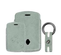 Tecart Custodia per chiave auto in pelle scamosciata adatta per Renault Laguna Megane Scenic Clio Captur Koleos Logan Duster Sandero Twingo Espace Fluence 4 tasti antigraffio portachiavi verde chiaro