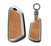 TECART Custodia per chiavi dell'auto, adatta per VW Volkswagen Golf 8 MK8 GTI GTD ID.3 ID.4, adatta per Seat Tarraco Ateca Leon Skoda Octavia Portachiavi a 3 tasti, marrone C