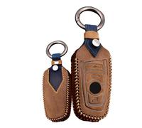 TECART Genuino Del Cuoio Della Copertura Della Cassa Chiave Fit Per BMW 2 5 6 7 Serie copertura chiave Accessori Protector 2/3 Pulsanti, 4b Bottone-marrone