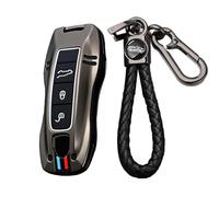 TECART Smart chiave auto cover cover adatta per Porsche 911 958 971 996 997 987 987 GT3 9YA Macan Boxster Carrera Metal Custodia per chiave accessori chiavi auto 3 pulsanti, 3-nero, 3-Taste