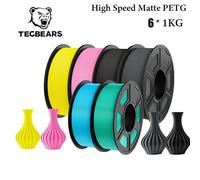 TECBEARS 6 Rotoli di Filamento 3D opaco petg ad alta velocità 600mm/s 1.75mmToleranze +/-0.02mm Materiali per stampante 3D FDM Regalo fai da te EU UK US