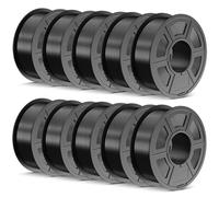 TECBEARS Filamento PETG 1.75mm 10kg Bundle, Filamento per Stampante 3D PETG a Forte Tenacità, Precisione Dimensionale +/- 0,02 mm, 10 Bobine, 1kg per Bobina (10*Nero)