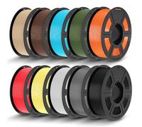 TECBEARS Filamento PLA+ 1.75 mm 10KG, Filamento PLA Plus per Stampante 3D, Nero + Bianco + Grigio + Giallo limone + Rosso ciliegia + Arancione sole + Verde oliva + Azzurro cielo + Cioccolato + Legno