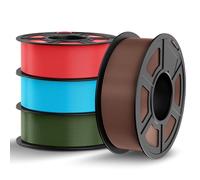 TECBEARS Filamento PLA Multicolore Bundle 1.75mm 4KG, Filamento per Stampante 3D, Precisione Dimensionale +/- 0.02mm, Cioccolato + Azzurro + Rosso Ciliegia + Verde Oliva