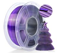 TECBEARS Filamento PLA Silk 1.75mm 1KG, 3D Dual Color Silk PLA Plus Bobina da 1KG, 360° svela vari colori, Precisione Dimensionale +/- 0.02 mm, PLA Silk Seta Bicolore Nero+Viola Filament