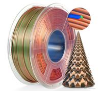 TECBEARS Filamento PLA Silk 1.75mm 1KG, 3D Tricolore Silk PLA Plus Bobina da 1KG, 360° svela vari colori, Precisione Dimensionale +/- 0.02 mm, PLA Silk Seta Tricolore Arancio+Blu+Verde Filament