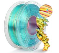 TECBEARS Filamento PLA Silk 1.75mm 1KG, 3D Tricolore Silk PLA Plus Bobina da 1KG, 360° svela vari colori, Precisione Dimensionale +/- 0.02 mm, PLA Silk Seta Tricolore Rosso+Giallo+Verde Filament
