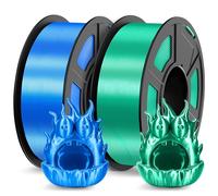 TECBEARS Filamento PLA Silk 1.75mm 2KG, Filamento Silk Shiny PLA Plus con Superficie di Stampa Lucida, Precisione Dimensionale +/- 0.02 mm, Bobina da 1KG, Blu+Verde