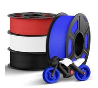 TECBEARS Matte PETG Filamento 1,75 mm Bundle 4KG, Filament d'imprimante 3D PETG Forte Ténacité, Alta velocità 50-600 mm/s, Bobine de 1kg, +/- 0,02 mm, Matte Nero, Bianco, Blu, Rosso