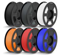 TECBEARS Matte PETG Filamento 1,75 mm Bundle 6KG, Filament d'imprimante 3D PETG Forte Ténacité, Alta velocità 50-600 mm/s, Bobine de 1kg, +/- 0,02 mm, Matte Nero, Bianco, Grigio, Rosso, Blu, Arancione