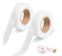 TECDW 2 Pacchi Nastro da Stiro Viene Fornito Con 1 Nastri Misurazione,2 cm Larghezza 24 m Lunghezza Nastro di Moda,Nastro per Cuciture Adatto un'ampia Gamma Tessuti Come Jeans,Gonne,Tende (bianco)