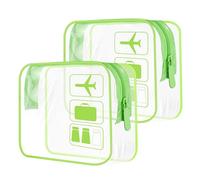 TECDW 2 Pezzi Buste da Viaggio per Liquidi Aereo,Trasparenti da Aereo Borse per Cosmetici con Cerniere,Buste per Liquidi Aereo Riutilizzabile,Kit Viaggio Aereo Trasparente,per Uomini e Donne (verde)