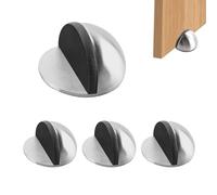 TECDW 4 Pezzi Fermaporta da Pavimento, Ferma Porta da Pavimento Adesivo in Acciaio Inox, Fermaporte a Metà Cupola, Ferma Porte per Proteggere Porte, Pareti e Mobili (Argento)