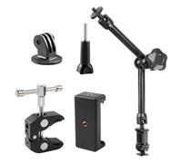 TECDW Braccio magico regolabile da 11 pollici con super morsetto,teste a sfera a 360°,braccio magico articolato con fori filettati da 1/4" e 3/8",morsetto a braccio per treppiede,monitor,fotocamera