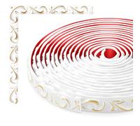TECDW Modanatura Adesiva Flessibile, Cornice Adesiva per Pareti, boiserie adesiva, Per armadi, pareti, decorazioni per la casa (Bianco con oro-6)