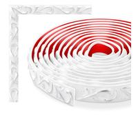 TECDW Modanatura Adesiva Flessibile, Cornice Adesiva per Pareti, boiserie adesiva, Per armadi, pareti, decorazioni per la casa (Bianco con argento-3)