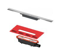 TECE drainprofile canalina doccia, set completo, per installazione standard DN 50, 670900+673002, drainprofile acciaio inox spazzolato [Canaline Doccia e Scarichi Bagno > Canaline Doccia]