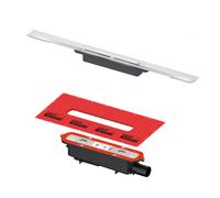 TECE drainprofile canalina doccia, set completo, per installazione standard DN 50, 671010+673002, drainprofile acciaio inox levigato [Canaline Doccia e Scarichi Bagno > Canaline Doccia]