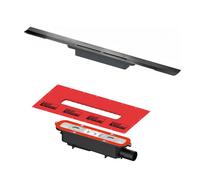 TECE drainprofile canalina doccia, set completo, per installazione standard DN 50, 673002+670801, drainprofile nero cromato spazzolato [Canaline Doccia e Scarichi Bagno > Canaline Doccia]