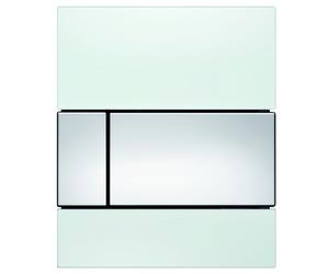 TECEsquare Plaque de commande pour urinoir, verre, cartouche incluse, 9242802, 9242802, Colorazione: vetro bianco, tasti cromo lucido lucido