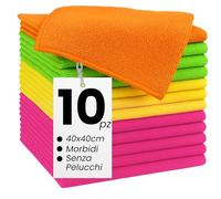Tech It Evolution Panni Microfibra 40x40cm Stracci Microfibra Lavabili Riutilizzabili per Pulizia Auto, Vetri, Casa, Cucina - Panni Senza Pelucchi Antigraffio Assorbenti (10, Multicolor)