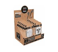 TechOneTech espositore di 12 auricolari - Microfono integrato - Mini jack da 35 mm - Assistente vocale - Cavo da 120 m