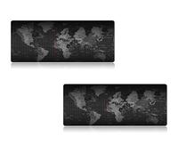 Tech Stor3 - 2 tappetini XL Mappa del Mondo Speed Gaming Mouse Pad, 60 x 30 cm, World Map con Base Antiscivolo, Aderente e Liscio, Adatta ad Ogni Mouse, Tastiera e Laptop