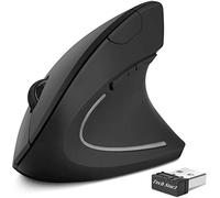 Tech Stor3 Mouse verticale wireless ottico senza fili | 6 tasti | design ergonomico - previene il tunnel carpale (sindrome RSI) - colore nero con retroilluminazione colorata
