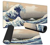 Tech Stor3 Tappetino mouse XXL Japanese Art La Grande Onda di Kanagawa Gaming Mouse pad, 90 x 40 cm,con base antiscivolo in gomma,aderente e liscio,adatta ad ogni mouse, tastiera e laptop(ONDA, 90x40)