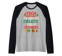 Tech Support Christmas Cookies Lover Women Men Funny Maglia con Maniche Raglan