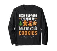Tech Support Here to Delete Cookies Funny Christmas Maglia a Manica