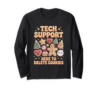 Tech Support Here to Delete Cookies Funny Christmas Pajama Maglia a Manica