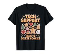 Tech Support Here to Delete Cookies Funny Christmas Pajama Maglietta