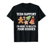 Tech Support I'm Here to Delete Your Cookies Funny Christmas Maglietta