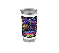 Tech War Cats Clash, Space Cats Illustration Graphic Cartoon Bicchiere termico in acciaio inox doppia parete