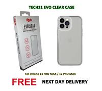 Tech21 Evo Clear Case [ Per Apple iPhone 13 PRO MAX ] Cover antimicrobica testata per le cadute da 16 piedi - Cristallino